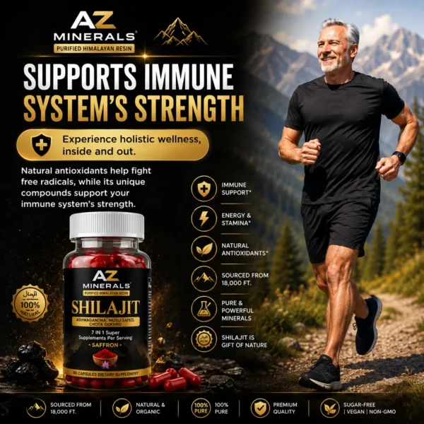 Shilajit 7-in-1 Capsules with Ashwagandha, Musli Safed, Chota Gokhru & Saffron | 60 Capsules